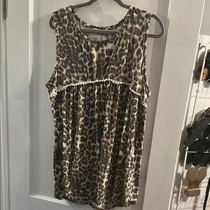 Brown and Cream Smocked Tank Top